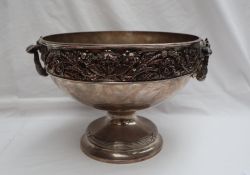 A late Victorian silver twin handled punch bowl,