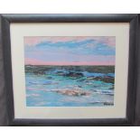 Sion McIntyre Porth Cwyfan blue wave II Acrylics Signed 38 x 48cm Albany Gallery label