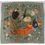 A Valerie Dawlat-Dumoulin for Hermes silk scarf, "Citrouilles & Coloquintes,