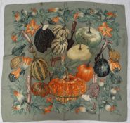 A Valerie Dawlat-Dumoulin for Hermes silk scarf, "Citrouilles & Coloquintes,