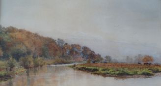 William Henry Millais River Scene Watercolour Signed and dated 1879 36 x 67.