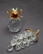 Swarovski crystal -- pineapple and a bunch of grapes