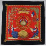 A Hermes silk scarf, decorated to commemorate the French Revolution of 1789,