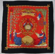 A Hermes silk scarf, decorated to commemorate the French Revolution of 1789,