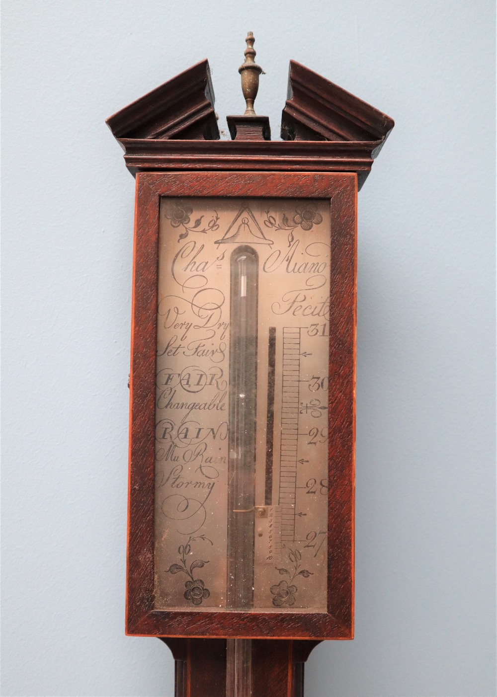 A George III mahogany stick barometer, - Image 3 of 5