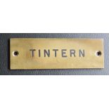 Railwayana - A brass signal box shelfplate "TINTERN", 12 x 3.