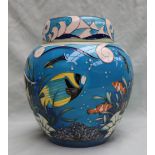 A Sian Leeper for Moorcroft limited edition ginger jar and cover in the coral reef pattern, 2005,