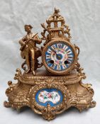 A 19th century French gilt spelter mantle clock,