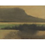 Roger Cecil A landscape scene with a river in the foreground Watercolour Signed 18 x