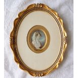 19th century British School Head and shoulders portrait of a young lady A miniature 7.