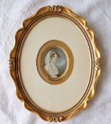 19th century British School Head and shoulders portrait of a young lady A miniature 7.