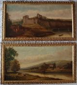 Henry Harris of Bristol Tintern Abbey Oil on canvas Signed 43 x 87cm Together with a companion of