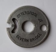 Railwayana - An aluminium single line tablet "OTTERSPOOL Jc - SEVERN BRIDGE, No.