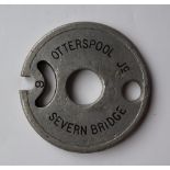 Railwayana - An aluminium single line tablet "OTTERSPOOL Jc - SEVERN BRIDGE, No.