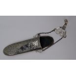 An Edward VII silver glasses case with belt clip and chain,