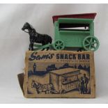 A Morestone Series "Sam's Snack Bar", horse drawn in green with a red roof,