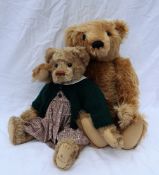 A large brown mohair Steiff teddy bear with articulated limbs together with a Barton's Creek