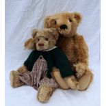 A large brown mohair Steiff teddy bear with articulated limbs together with a Barton's Creek