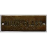 Railwayana - A brass signal box shelfplate "MAESGLASS JUNCTION", 12 x 3.