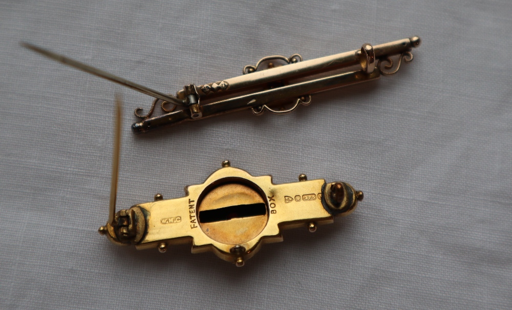 A 9ct yellow gold bar brooch, - Image 3 of 3