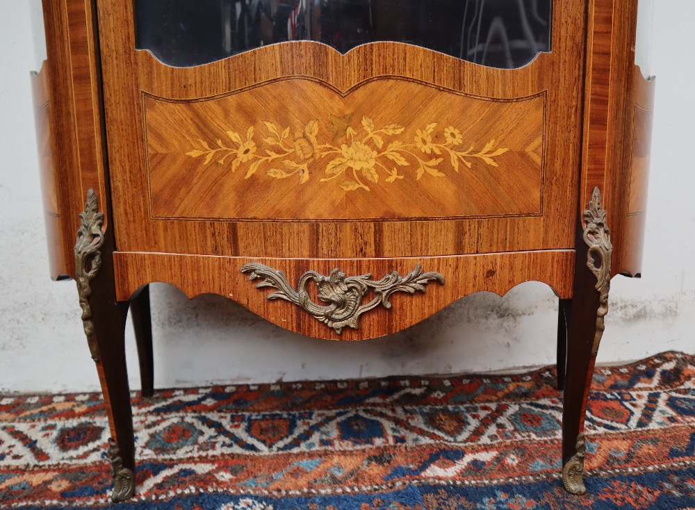 A continental kingwood vitrine, the oval shaped top above a glazed door and glazed sides, - Image 2 of 9