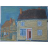 Sheila Robinson Two Houses in Thaxted Lithograph Signed in pencil to the margin and dated 1970 35 x