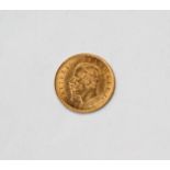 An 1863 Gold 5 Lira coin