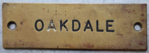 Railwayana - A brass signal box shelfplate "OAKDALE", 12 x 3.