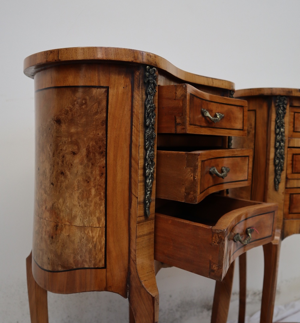 A pair of continental kidney shaped walnut side tables, - Image 4 of 13