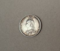 A Victorian JEB silver sixpence,
