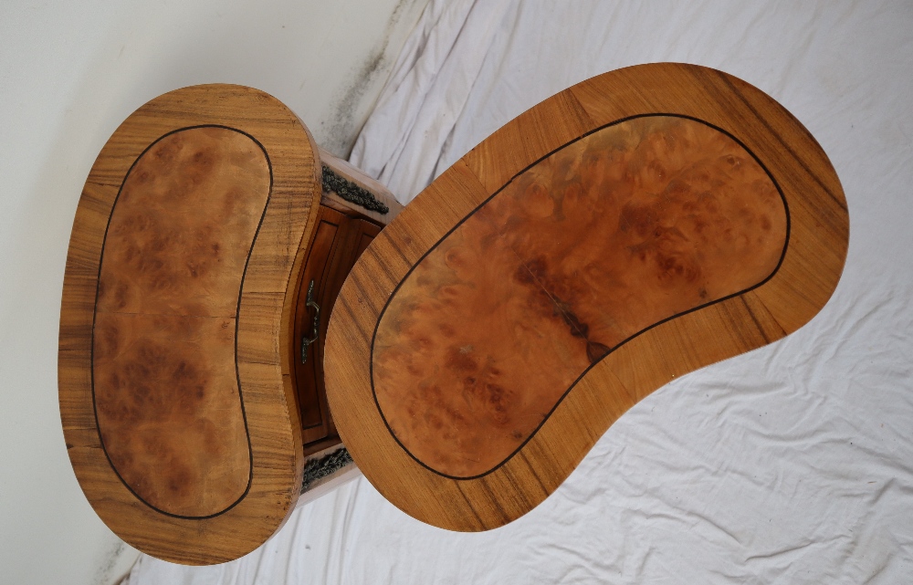 A pair of continental kidney shaped walnut side tables, - Image 11 of 13