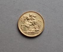 A Victorian gold sovereign,