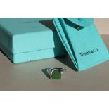 A Tiffany & Co silver and jade panel ring, by Elsa Peretti, of square form, size O, approximately 4.