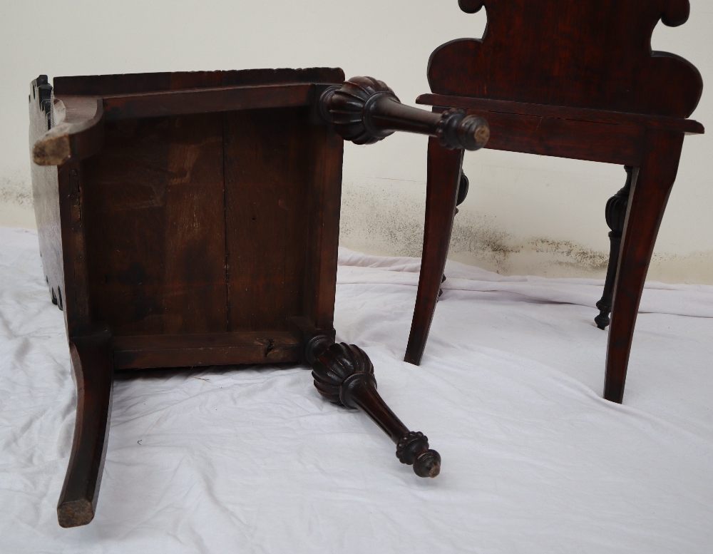 A pair of continental carved oak hall chairs, the back decorated with scrolling leaves and a shell, - Image 11 of 11