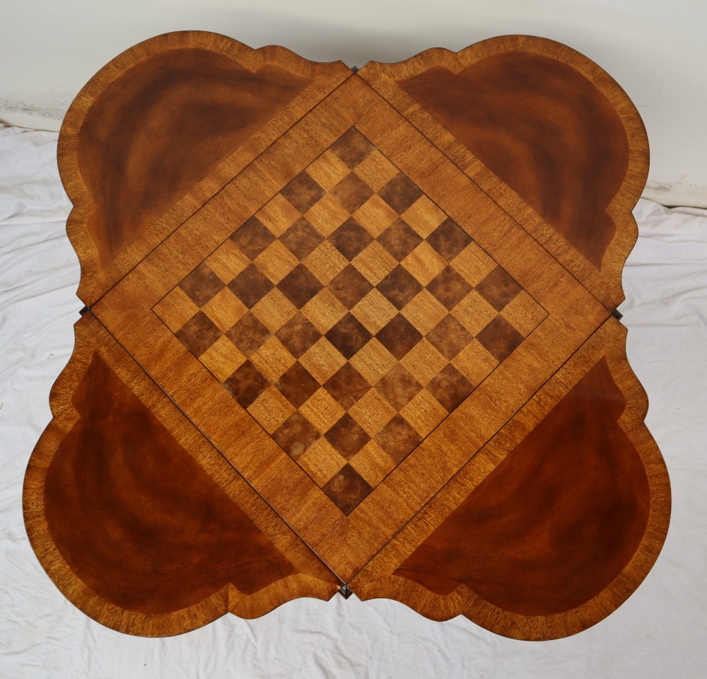 A reproduction mahogany games table, of lobed shape with four drop flaps, - Image 2 of 7