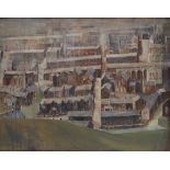 Euryl Stevens A Valleys town Oil on board Signed 71.