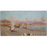 S Carelle A beach scene, possibly Malta Oil on board Signed 18.