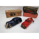 A Japanese tin plate car, Airflow X, boxed together with a Japanese tin plate car with driver,