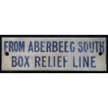 Railwayana - A brass signal box shelfplate "FROM ABERBEEG SOUTH BOX RELIEF LINE", 12 x 3.