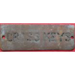 Railwayana - A brass signal box shelfplate "CROSS KEYS", 12 x 3.