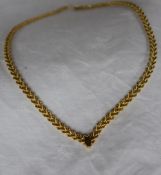 A 9ct yellow gold necklace, with heart shaped links, approximately 6.