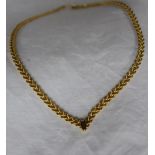 A 9ct yellow gold necklace, with heart shaped links, approximately 6.