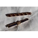 An 18th yellow gold sapphire and diamond bar brooch,