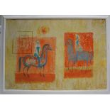 George MacCann (20th century) The Meeting - Two Grecian warriors on horseback Oil on