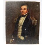 19th century British School Head and shoulders portrait of a naval officer Oil on canvas laid onto
