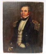 19th century British School Head and shoulders portrait of a naval officer Oil on canvas laid onto