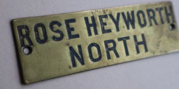 Railwayana - A brass signal box shelfplate "ROSE HEYWORTH NORTH", 12 x 3.
