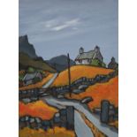 David Barnes Snowdonian Cottages Oil on board Signed verso 39.5 x 29.
