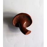 A 19th century Japanese carved wooden netsuke of a mushroom,