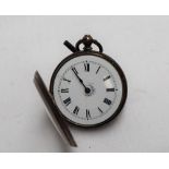 A late Victorian silver fob watch, the white enamel dial with Roman numerals, Birmingham,